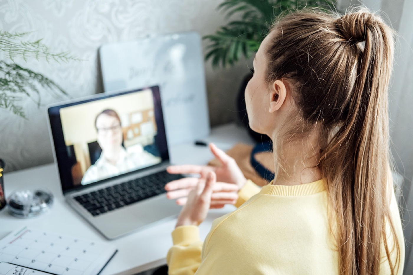 Clinician on a video call